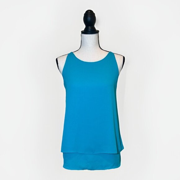 Tank Tops - Cynthia Rowley Blouse Top Women’s Size Small Teal Blue Green Tank Sleeve Flowey